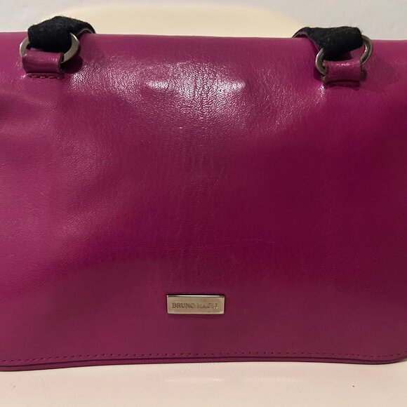 Bruno Magli Black Wool & Fuchsia Leather Handbag - Picture 4 of 16